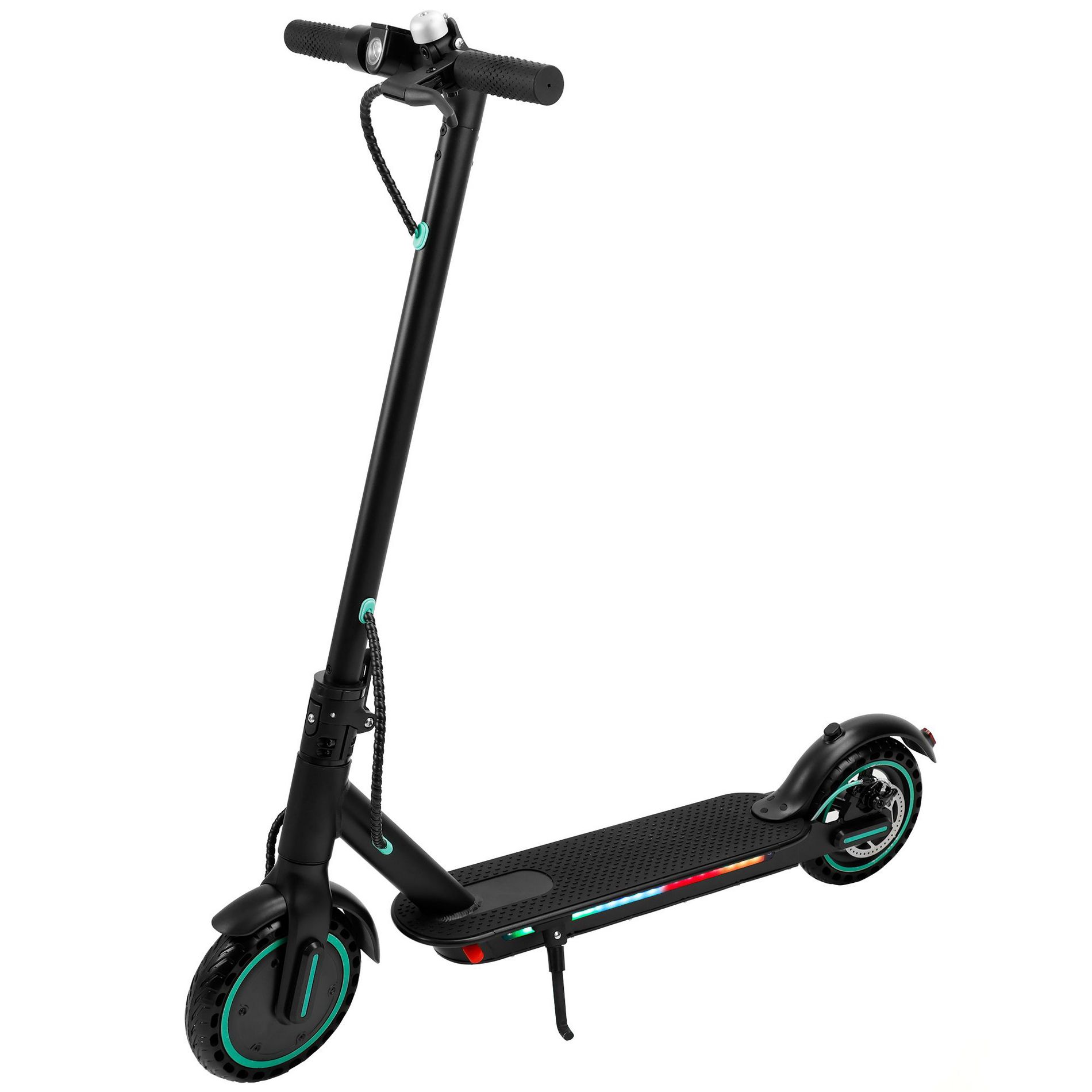 Topteng Folding Electric Scooter for Adult with Deck Light - 220lb Capacity, 21.8 Mile Range, 8.5" Wheels, Black