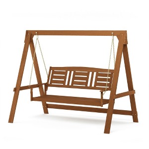 HOMLUX 3-Person Large Outdoor Porch Swing with Hanging Frame for Garden, Backyard - 1 of 4