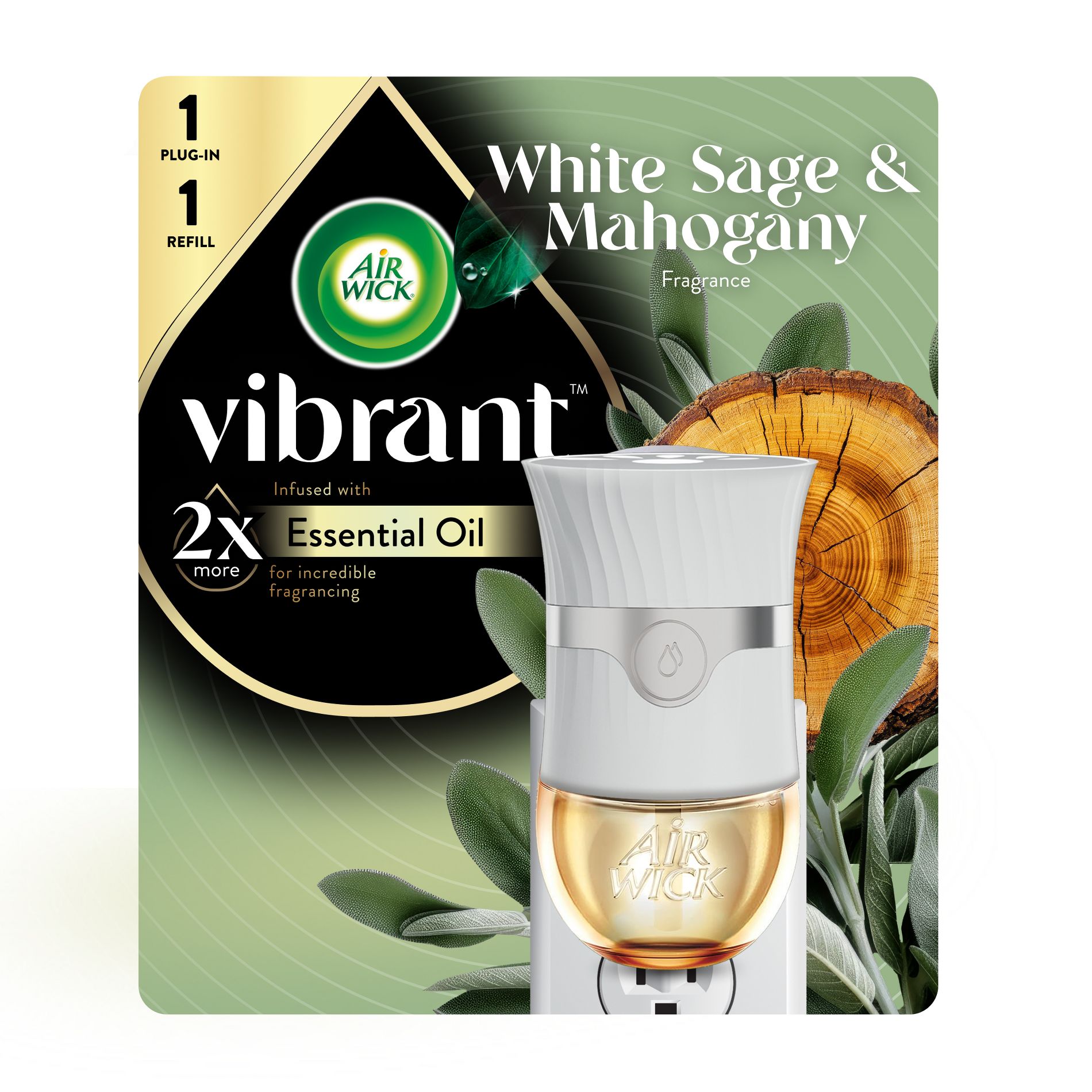 Air Wick Scented Oil Air Freshener - White Sage & Mahogany - 2ct