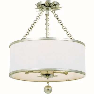 Crystorama Lighting Broche 3 - Light Semi-Flush Mount in  Antique Silver