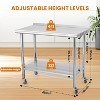 48x24 Stainless Steel Prep Table with Wheels & Side Hooks, Heavy-Duty Work Table with Adjustable Undershelf for Home, Restaurant & Business - 3 of 4