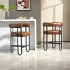 Height Bar Stools Set Of 2,Boasting Curved Wishbone Frame Streamlined Silhouette Armrest Counter Stool with Three Legs-Cuddlewood - 3 of 4