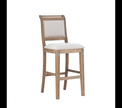 Emmy 30" Gray Wash Full Back Stripe Fabric Barstool