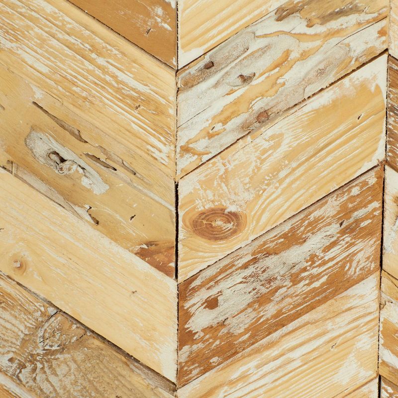 Teak Wood Geometric Handmade Chevron Panels Wall Decor with Distressing Brown - Novogratz, 3 of 6