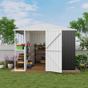 Outdoor Metal Storage Shed, 8' x 10' Weatherproof Garden Tool Shed with Lockable Doors, Utility Tool Storage Shed with Open Shelves - 1 of 4