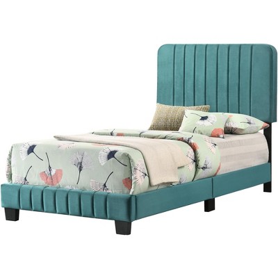 Passion Furniture Lodi Velvet Upholstechannel Tufted Twin Panel Bed ...