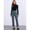Allegra K Women's Plaid Tartan High Waisted Button Casual Pants - 3 of 4
