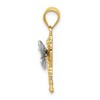 Black Bow Jewelry 14k Two Tone Gold 28mm Textured Dragonfly Pendant - 2 of 4