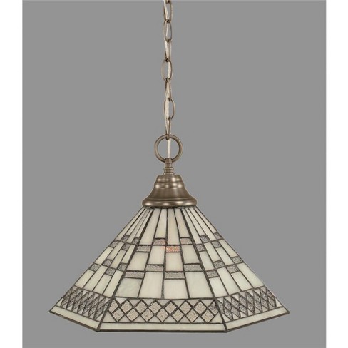 Toltec Lighting Any 1 - Light Pendant in  Brushed Nickel with 16" Pewter Art Glass Shade - image 1 of 1