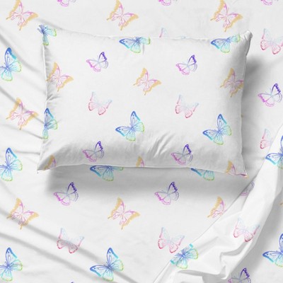 Organic Cotton Kids Pillowcase with Colorful Butterfly Print