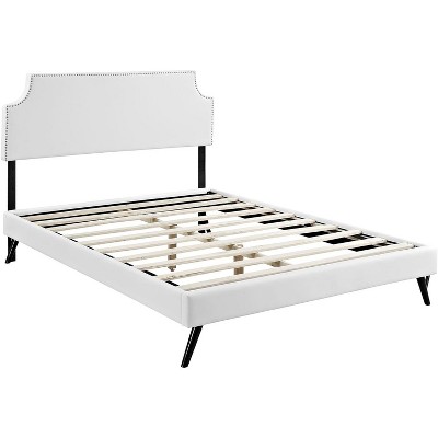Modway Laura Queen Vinyl Platform Bed with Round Splayed Legs