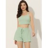 cheibear Women's Spaghetti Straps Cami Tops with Shorts Lounge Sleepwear Pajama Set - 2 of 4