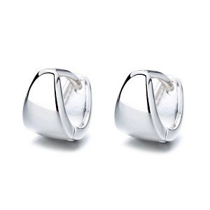 14K Gold And Sterling Silver Solid Huggie Earring - 1 of 4