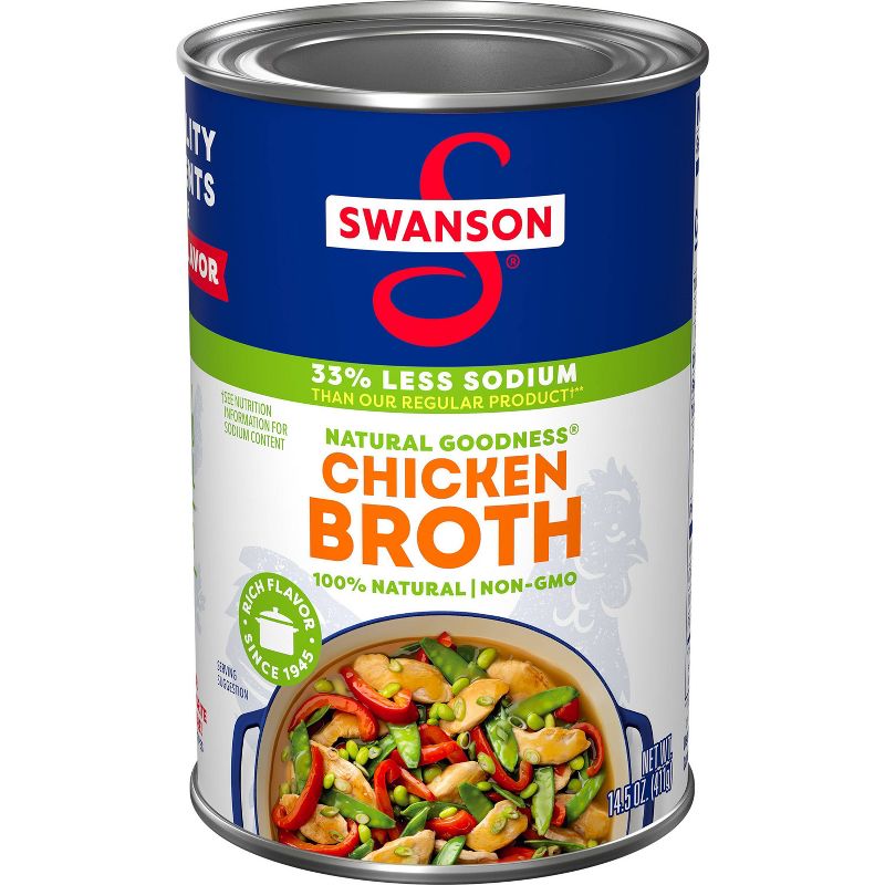 Swanson Natural Goodness Gluten Free 33% Less Sodium Chicken Broth - 14.5oz, 1 of 16