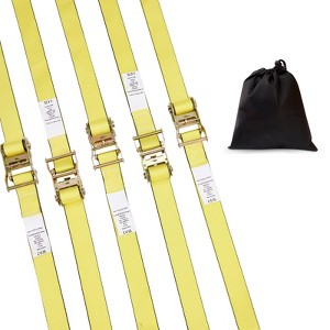 VEVOR Ratchet Tie Down Straps (8PK), 4400 lb Break Strength, E-Track Endless Ratchet with 8 Premium 2" x 15' Rachet Tie Downs Heavy Duty, Yellow - 1 of 4