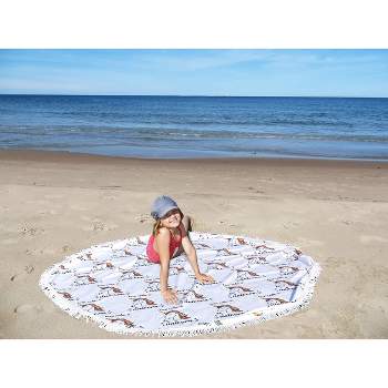 KOVOT Unicorn Round Beach Blanket with Tassels Microfiber Super Absorbent- 59" Round