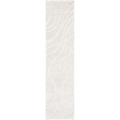 Creme Shag 2'3" x 9' Synthetic Runner Rug
