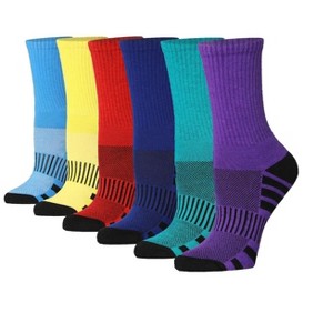 Tipi Toe Womens 6 Pack Sapphire Twilight Colors Patterned Athletic Cushioned Crew Socks for Running & Sports Activities - 1 of 2