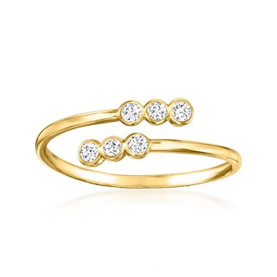 Ross-Simons 0.12 ct. t.w. Bezel-Set Diamond Bypass Ring in 14kt Yellow Gold Size 7