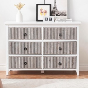 Dresser for Bedroom, 6 Drawer Double Dresser Fluted Drawers Panel, Wide Modern Chest of Drawers with Deep Drawers, Dresser TV Stand - 1 of 4