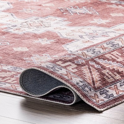 Rust Medallion Easy-Care Rectangular Synthetic Area Rug