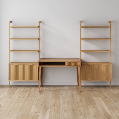 Nathan James Jasper Wood Fluted Desk Wall Unit - Thumbnail 5