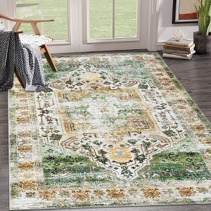Area Rug, Rugs for Living Room, Non Slip Stain Resistant Kitchen Rug, Vintage Distressed Accent Rug - 1 of 4