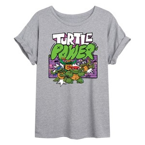 Women's - Teenage Mutant Ninja Turtles Mutant Mayhem - Turtle Power Oversized Graphic T-Shirt - 1 of 4