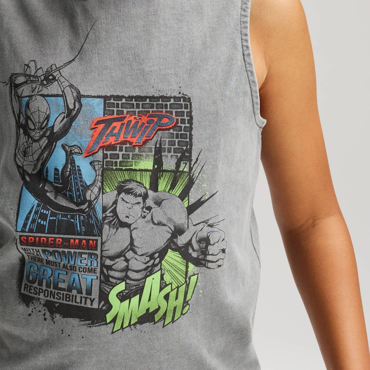 Boys' Short Sleeve Spider-Man & Hulk Graphic Tank Top - Cat & Jack™ Light Gray - thumbnail 2