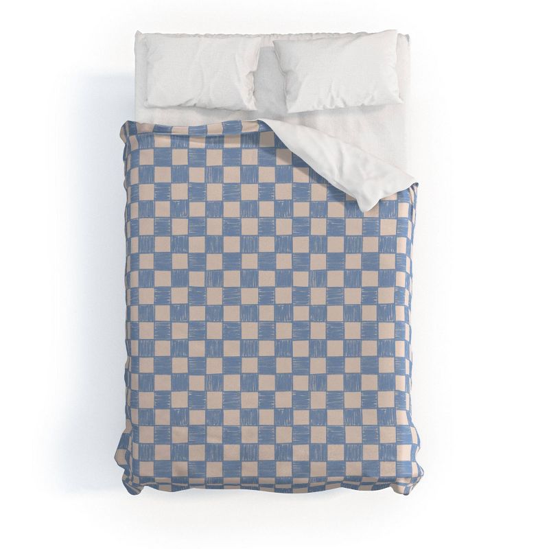 Deny Designs Schatzi Brown Alice Check Duvet Cover Bedding Set Blue, 1 of 6