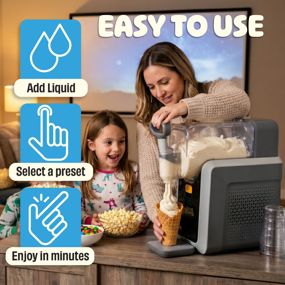 Great Northern Popcorn Slushie Machine, No Ice Needed Slushy Maker Machine with 3 Preset Modes and Self-Cleaning, 2L/68oz, Gray - thumbnail 4