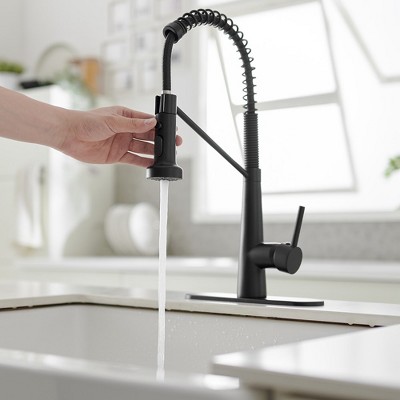 Matte Black Single-Handle Pull-Down Sprayer High Arc Kitchen Faucet
