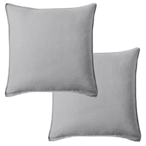 Levtex Home Washed Linen Square Pillow Cover, Set of 2 - Light Grey