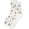 Memoi Women's Cherrybomb Waffle Knit Cotton Blend Anklet Socks Ivory 9-11 - 3 of 4
