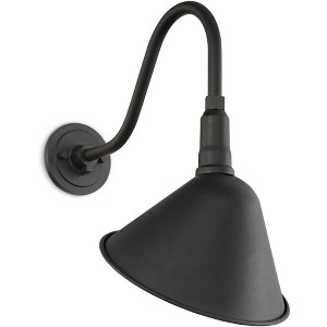 Franklin Iron Works Neihart Industrial Barn Wall Light Sconce Black Hardwire 10 1/2" Fixture Gooseneck Arm for Bedroom Bathroom Vanity Reading Hallway - 1 of 4
