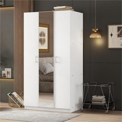Armoire Closet With Hanging Rod And 3 Fixed Shelves, Modern Clothing Storage -Cuddlewood