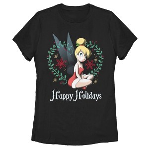 Women's Disney Peter Pan Tinker Bell Happy Holidays T-Shirt - 1 of 4