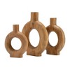 Sagebrook Home 11"Lx2"Wx14"H, Wood Donut Shaped Vase, Brown Finish, Decorative Vase for Home Decor and Centerpieces for any Space in Your Home - 2 of 4
