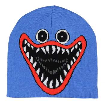 Poppy Playtime Kids Huggy Big Face Design Knitted Beanie Hat for Boys and Girls Blue