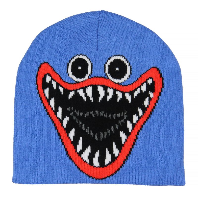 Poppy Playtime Kids Huggy Big Face Design Knitted Beanie Hat for Boys and Girls Blue, 1 of 6