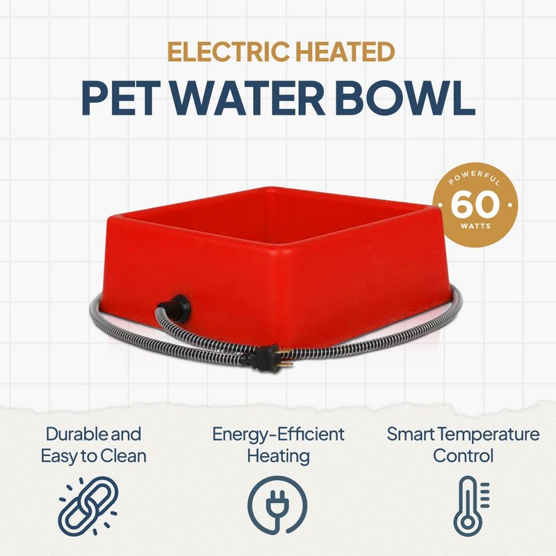 Farm Innovators Electric Heated Pet Water Bowl with Thermostatic Control and Anti Chew Cord Protector, 2 of 5