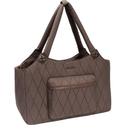 Max Studio 20 Inch Large Nylon Diamond Quilted Front Pocket Duffle Bag