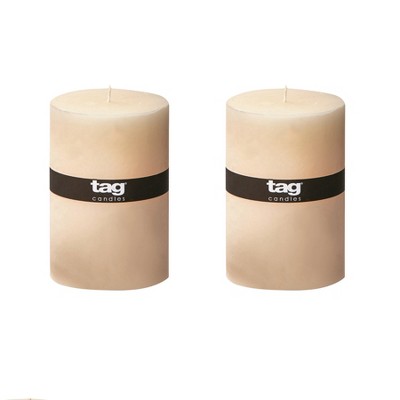 tagltd Chapel 4X6 Ivory Pillar Paraffin Decorative Wax Candle Unscented Drip-Free Long Burning 130 Hours For Home Decor Wedding Parties Set of 2