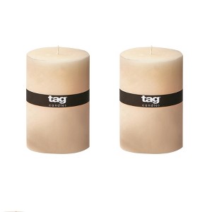 tagltd Chapel 4X6 Ivory Pillar Paraffin Decorative Wax Candle Unscented Drip-Free Long Burning 130 Hours For Home Decor Wedding Parties Set of 2 - 1 of 4
