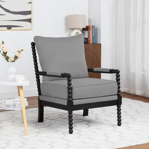 SEYNAR Mid Century Boucle Uplostered Wood Accent Armchair with Cushion - 1 of 4