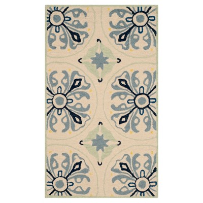 Ivory/Blue Abstract Hooked Accent Rug - (2'3"x3'9") - Safavieh