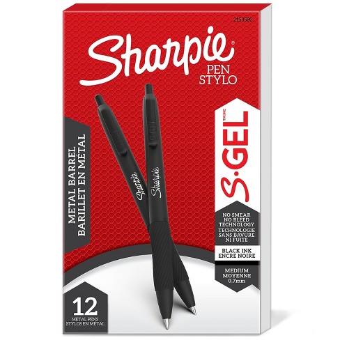 Sharpie S-Gel Retractable Matte Black Metal Barrel Gel Pen, Medium Point,  Black Ink, 4/Pack (215357