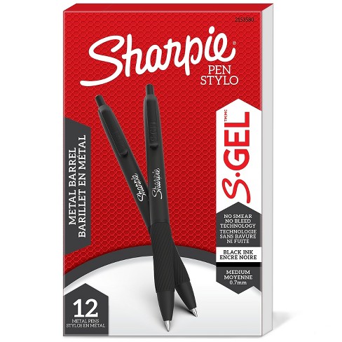 Sharpie S-Gel Pens - Medium Pen Point - 0.7 mm Pen Point Size - Black  Gel-based Ink - White Metal Barrel - 8 / Pack - Reliable Paper