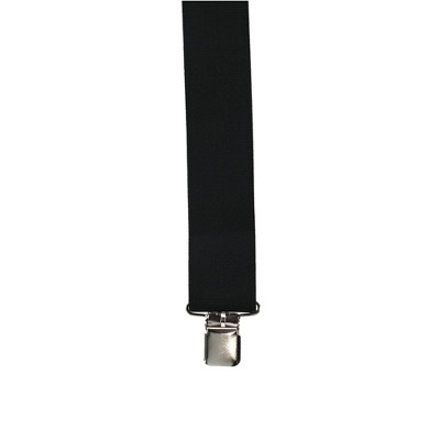 Black Adjustable Elastic Suspenders with Leather Patch