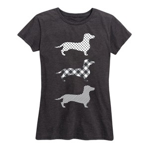 Women's - Instant Message - Patterned Dachshunds Short Sleeve Graphic T-Shirt - 1 of 4